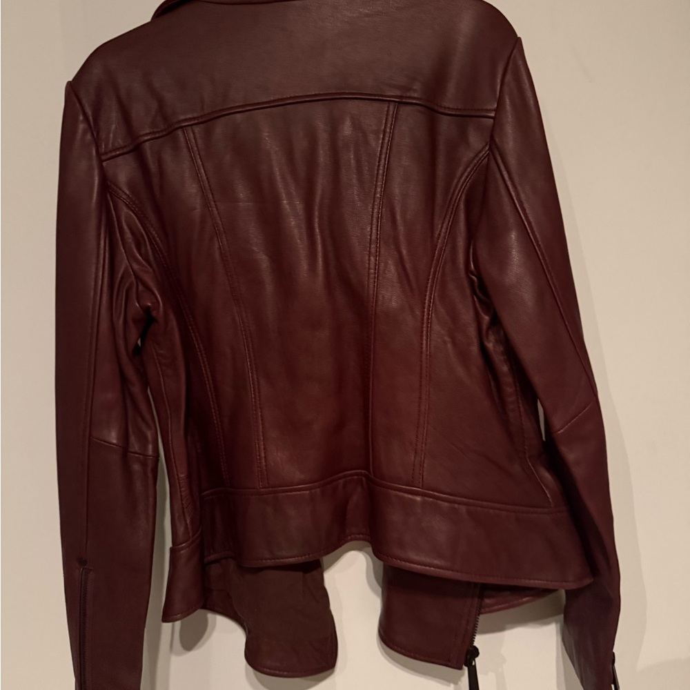 Michael Kors Deep Burgundy Leather Jacket - Picture 2 of 7